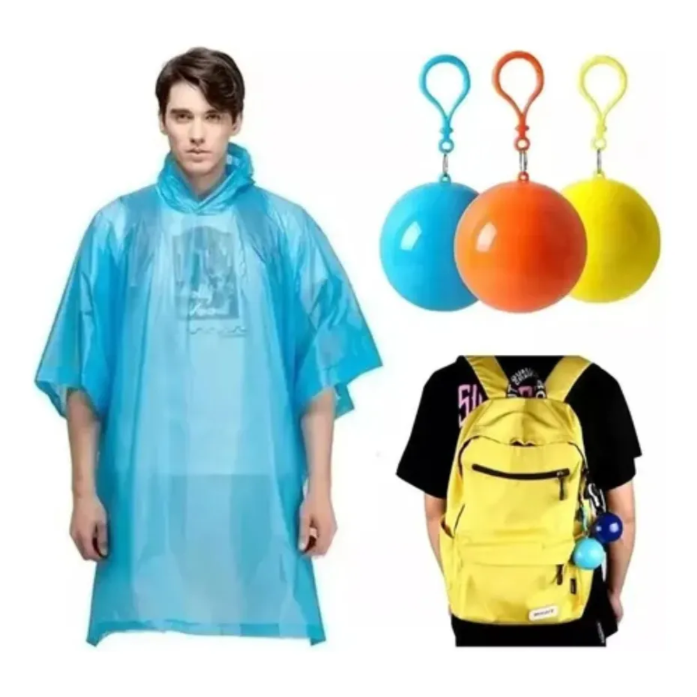 Poncho Impermeable Lluvia Viento Llavero Adulto Impermeable