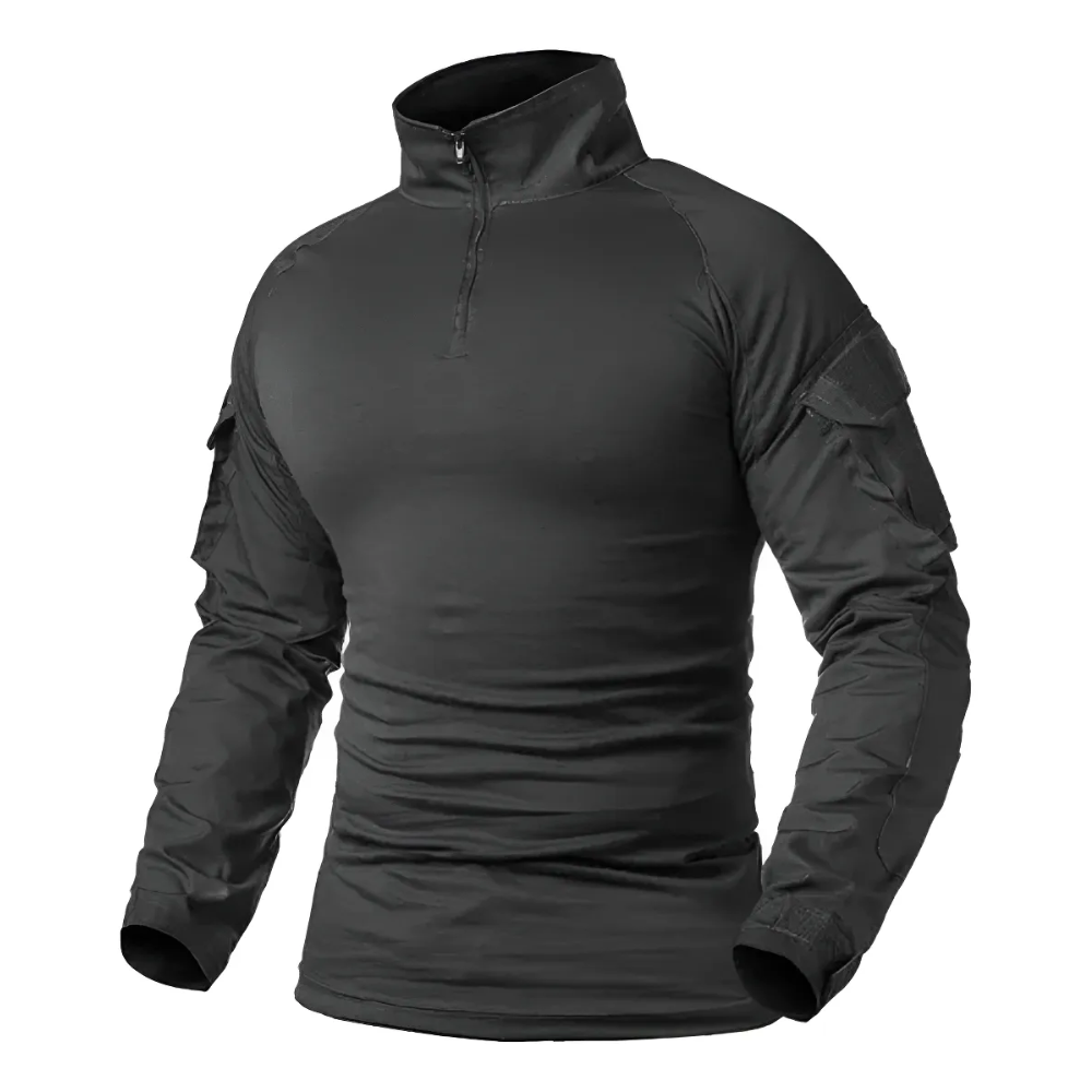Polera Tactica Negra Manga Larga Polera Airsoft Ropa Militar