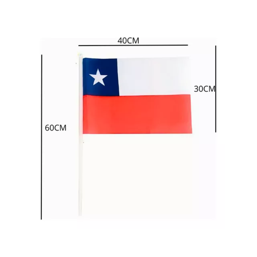Bandera Chupete De Chile Con Mastil Fiestas Patrias 60x40cm