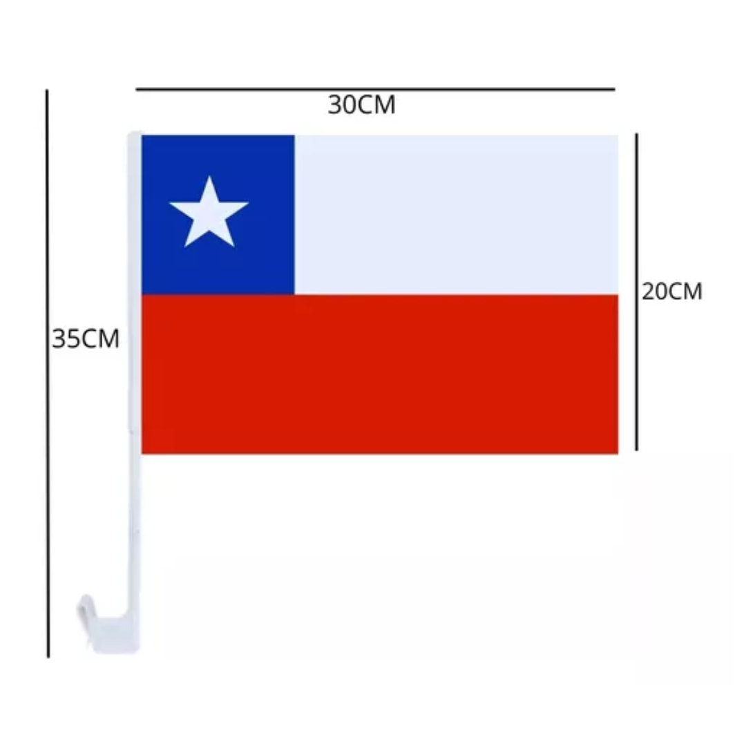 Bandera Chile Para Auto Bandera Chile Ventana Fechas Patrias 30x35cm