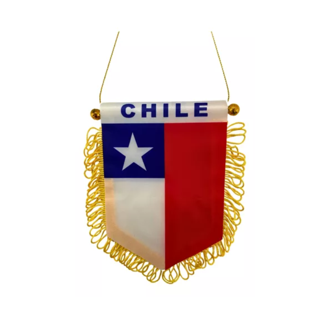 Mini Bandera Colgante Chile Flecos Chupon Para Auto 13x15