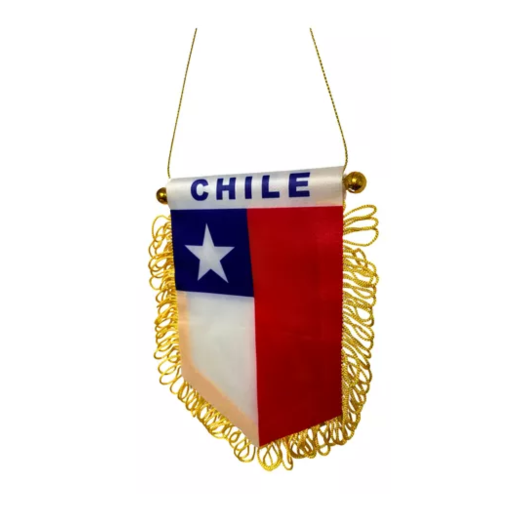 Mini Bandera Colgante Chile Flecos Chupon Para Auto 13x15