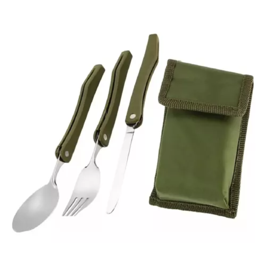 Set Cubiertos Camping Set Servicio Camping 3piezas+estuche