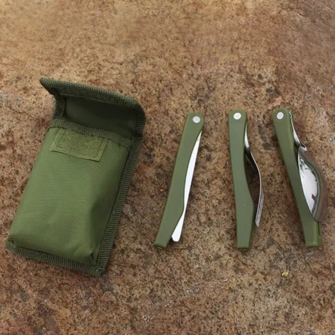 Set Cubiertos Camping Set Servicio Camping 3piezas+estuche