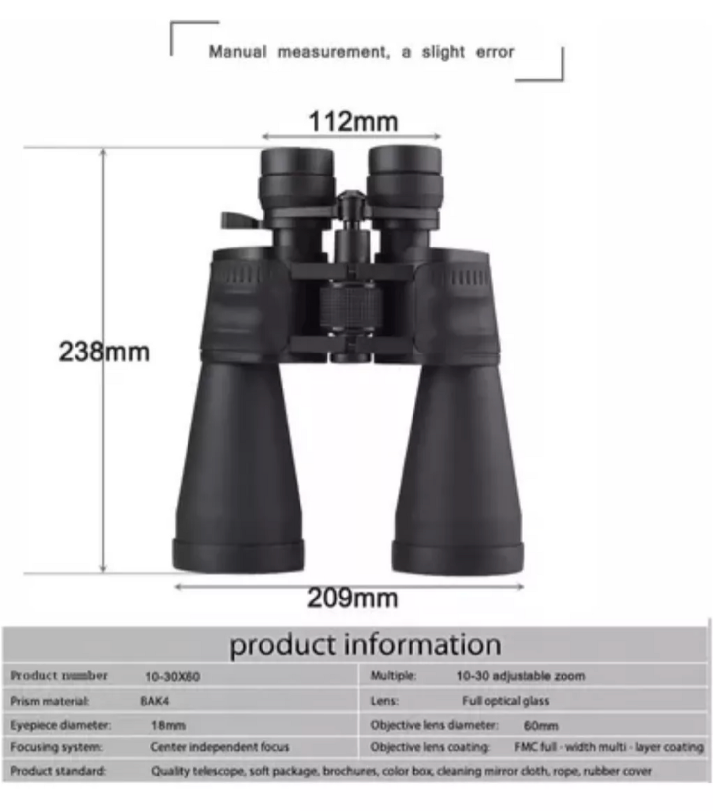 Binoculares Profesionales Binocular Binoculares Con Zoom 10-30X60