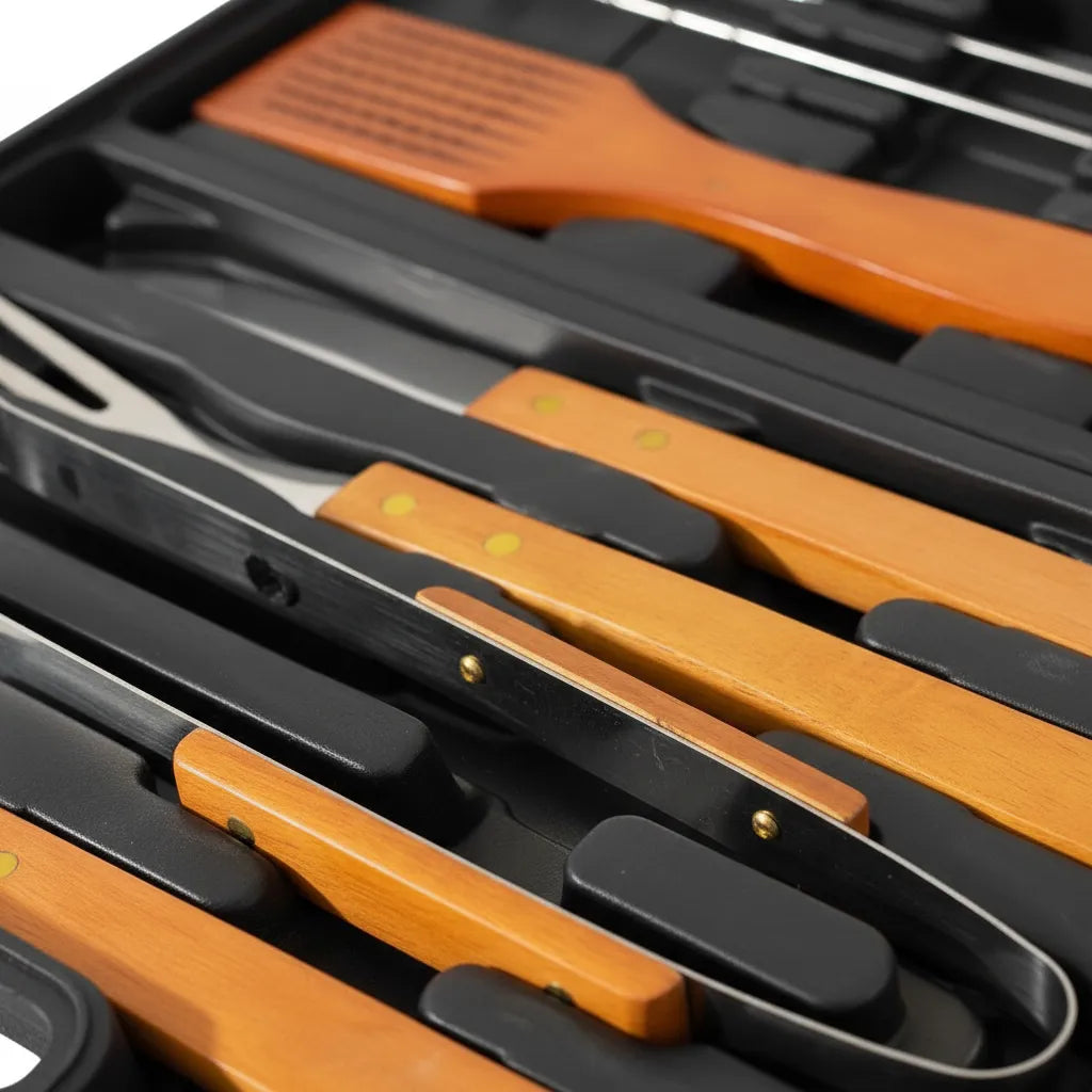 Set Parrilleros Asado Kit Parrillero Maleta 18 Piezas