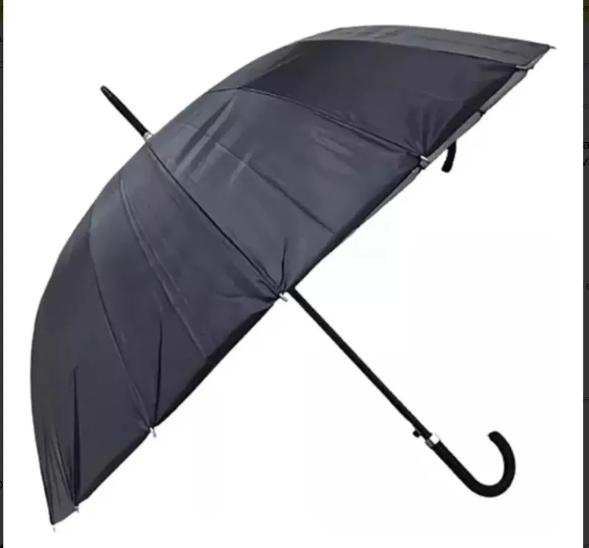 Paraguas Lluvia Plegable Grande Lluvia Negro 16 Varilla 90cm