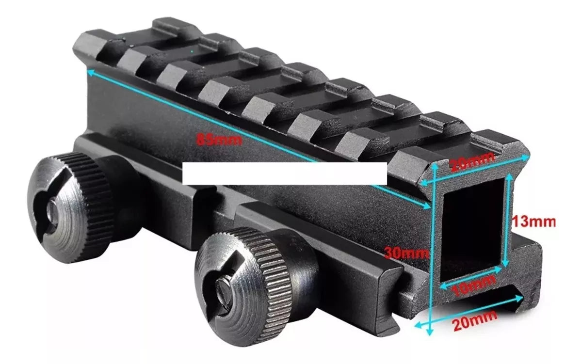 Alzador Mira Tactica Montura Riel Picatinny 20mm A 20mm