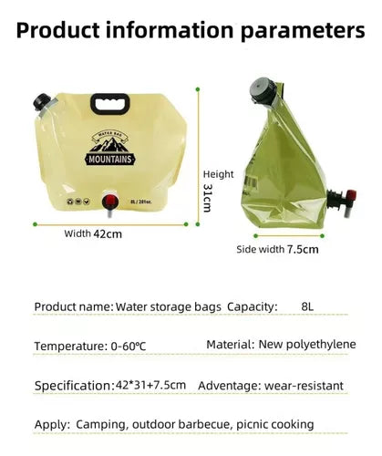 Contenedor De Agua 8 Litros Vejiga De Agua Camping Bolsa
