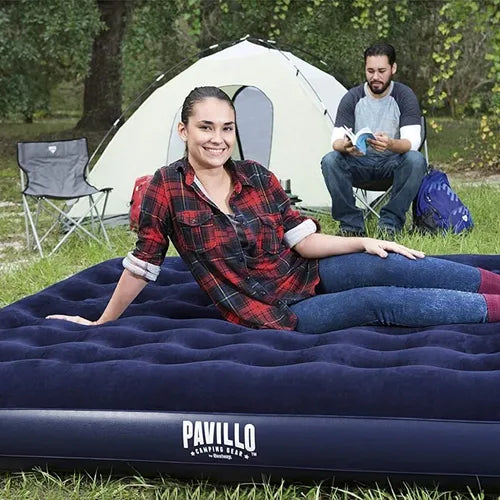 Colchon Inflable 1 Plaza Cama Inflable Dormir Color Azul