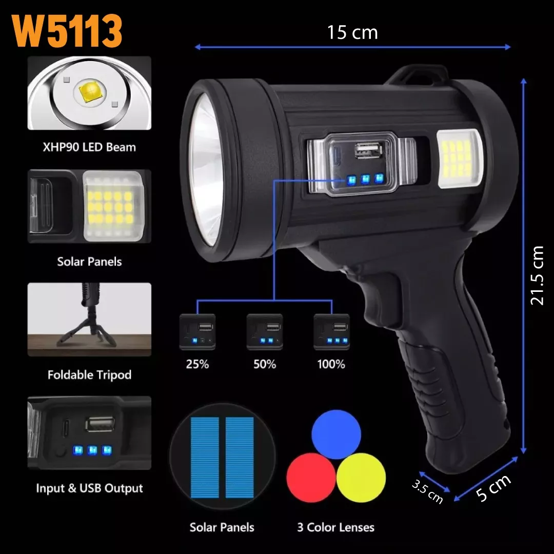 Linterna Tactica Militar Recargable Solar Linternas 1600lm