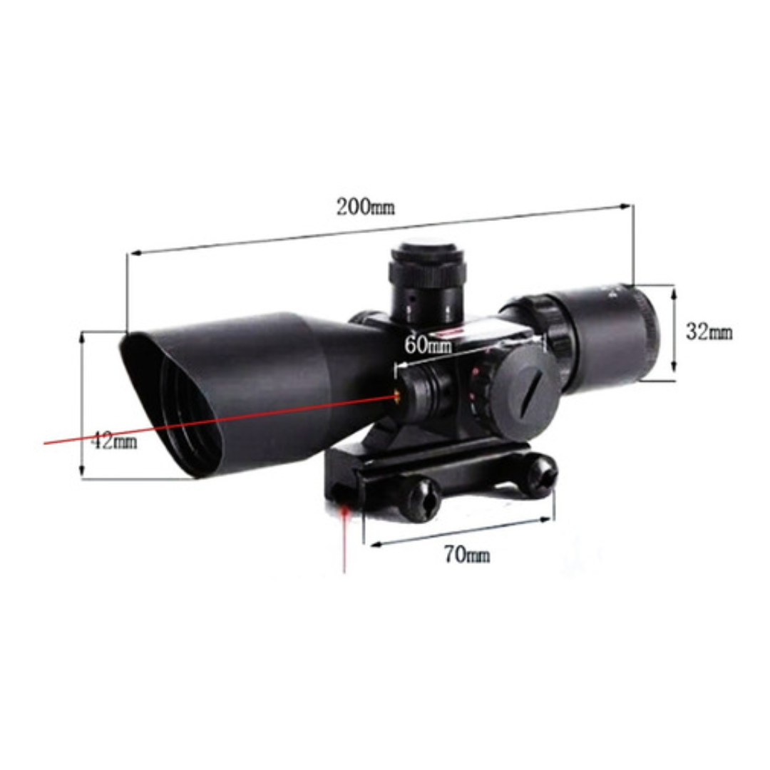 Mira Telescopica Rifle Caza Laser Mira Riel 20mm 2.5-10x40