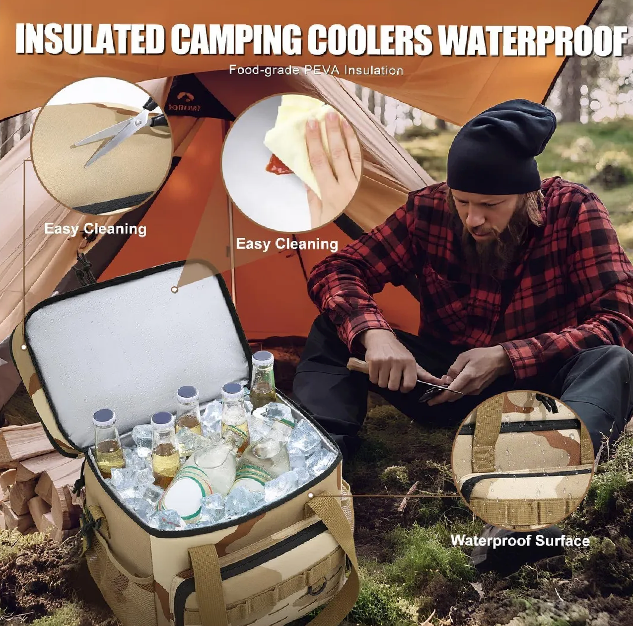 Bolso Cooler Plegable Bolso Termico Impermeable 30x29x19cm