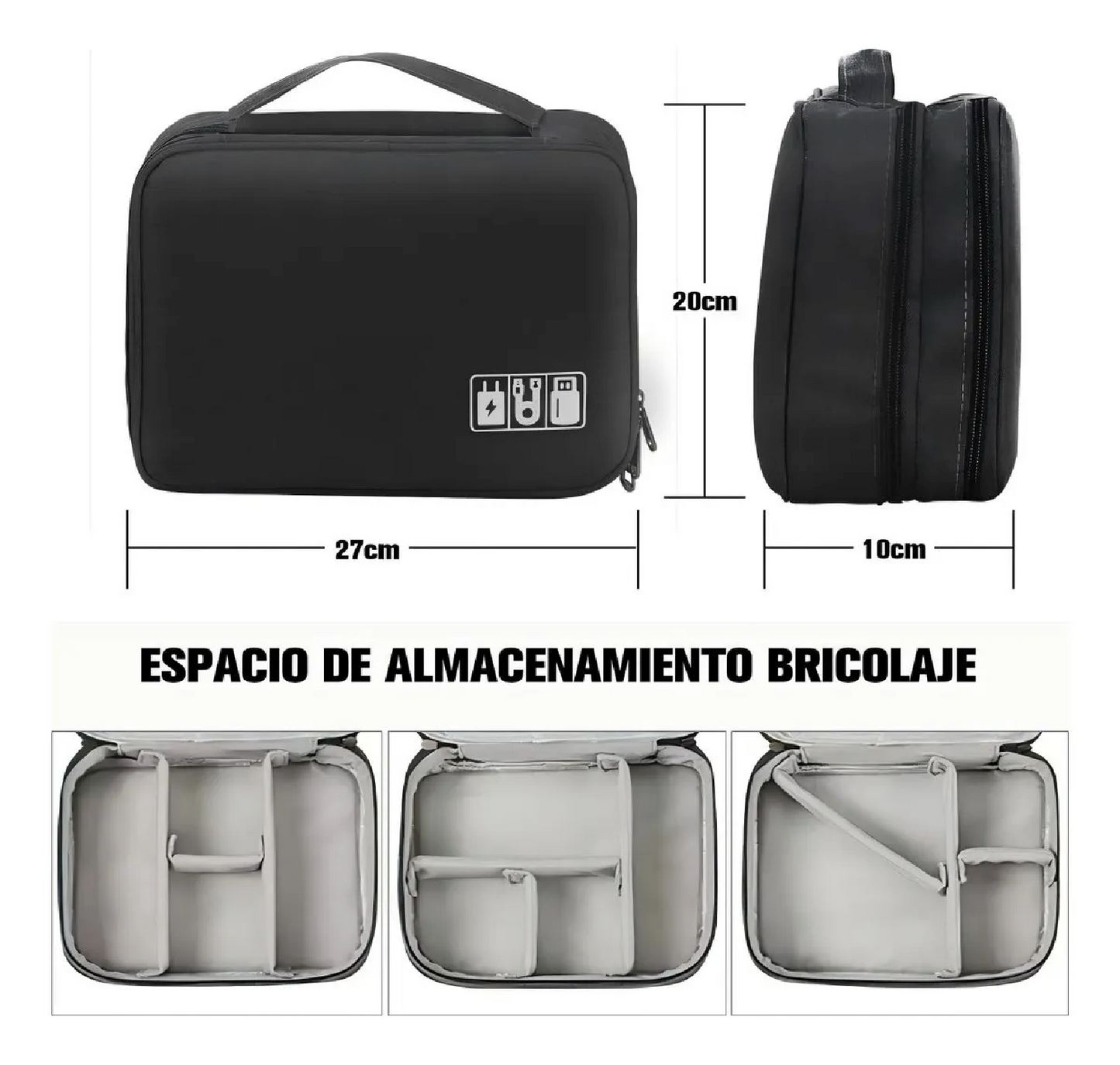 Organizador Cables 3capas Bolso Organizador Viaje 27x20x10cm