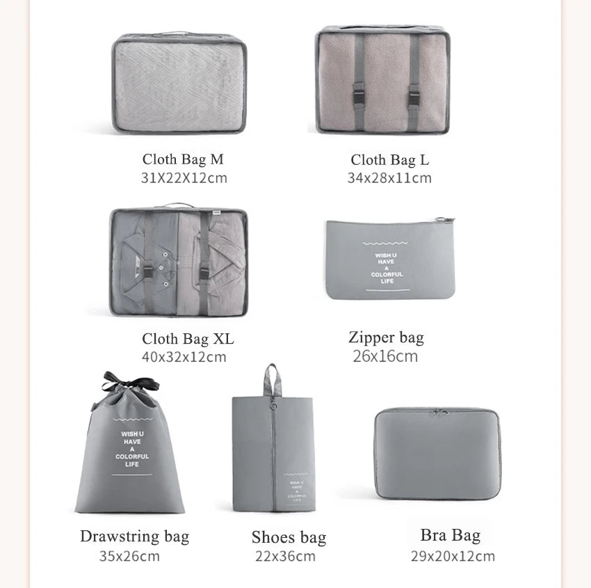 Set 7 Organizadores Equipaje Maleta Bolso Organizador Viaje
