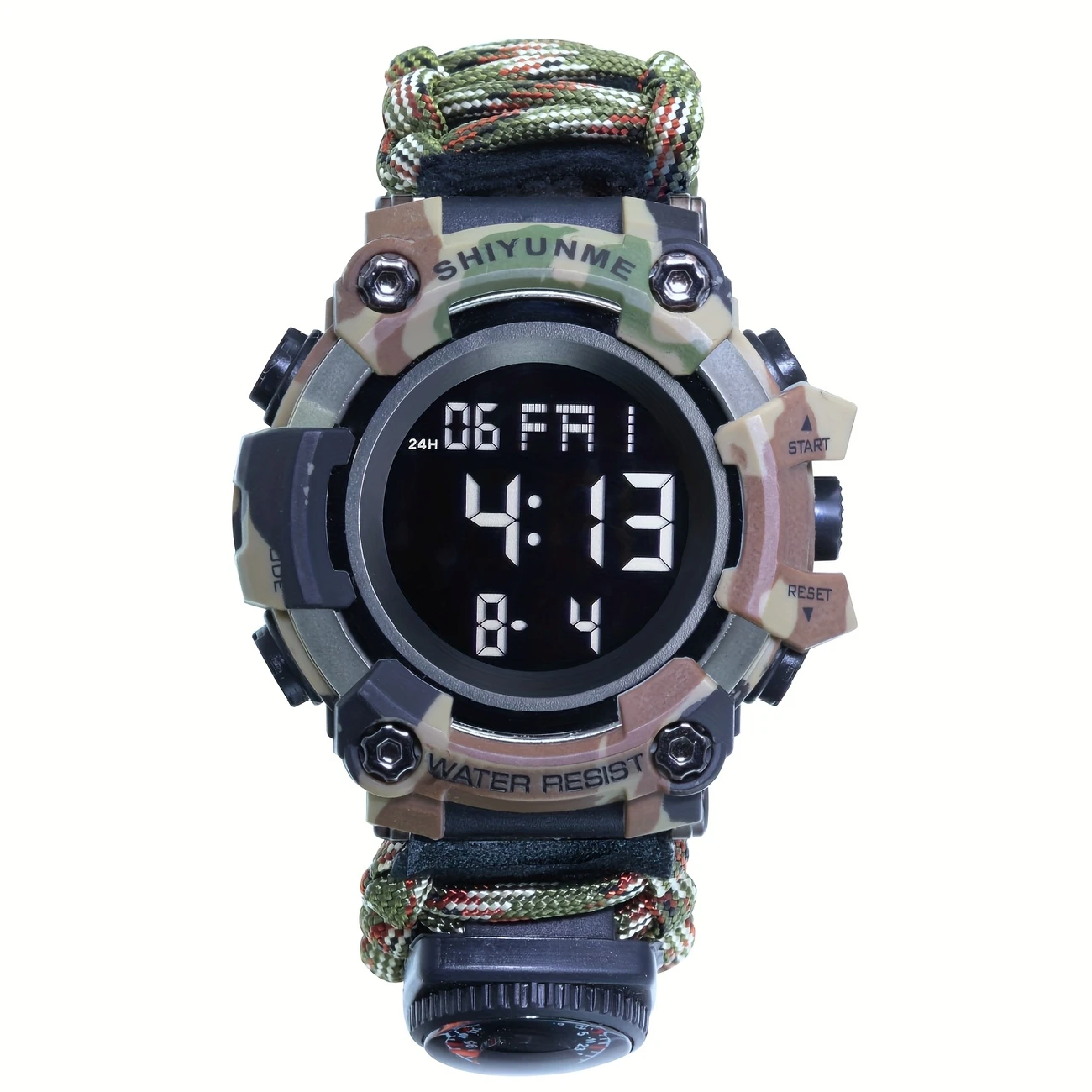 Reloj Digital Reloj Tactico Paracord Brujula Pulsera 7 En 1