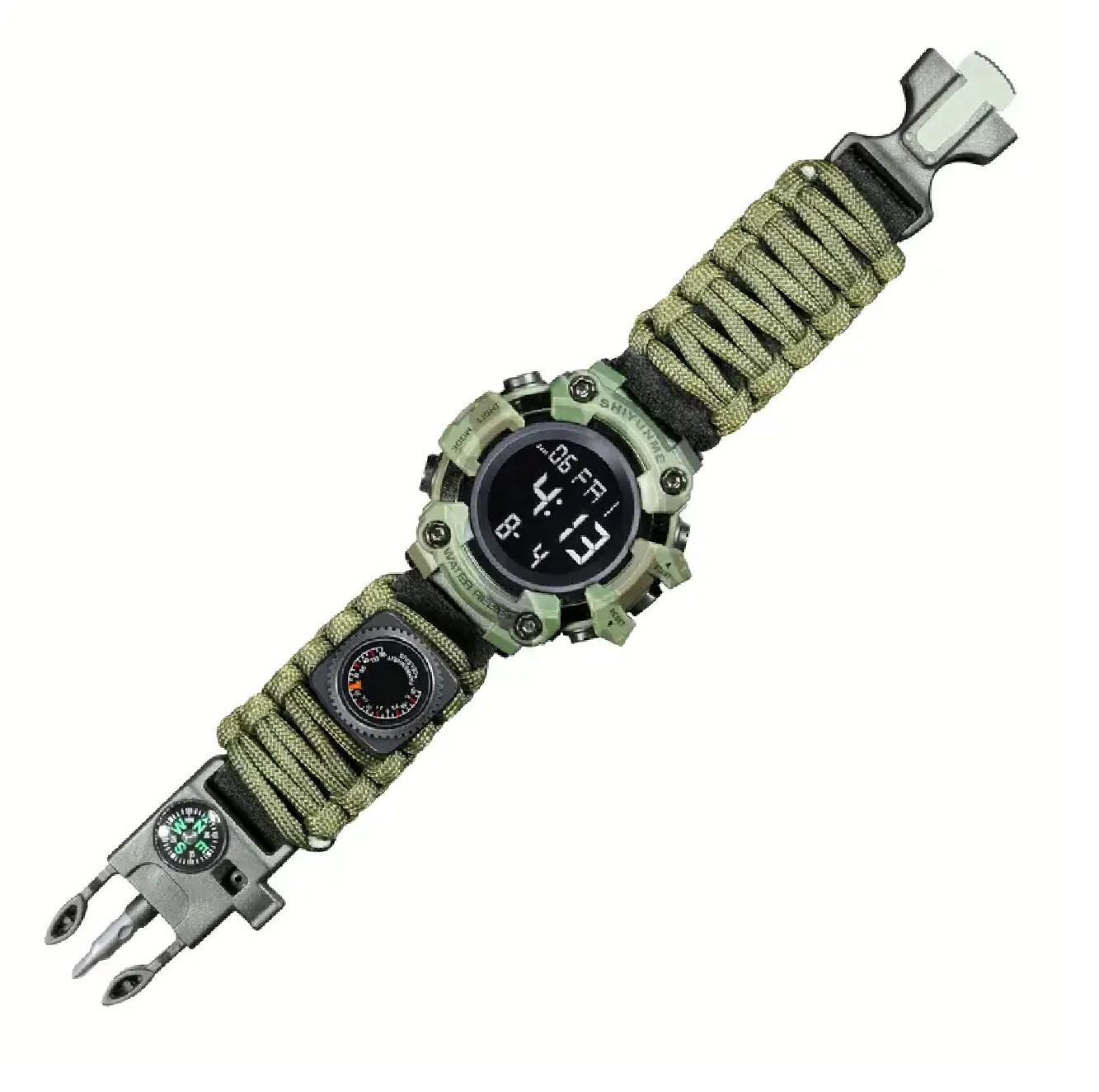 Reloj Digital Reloj Tactico Paracord Brujula Pulsera 7 En 1