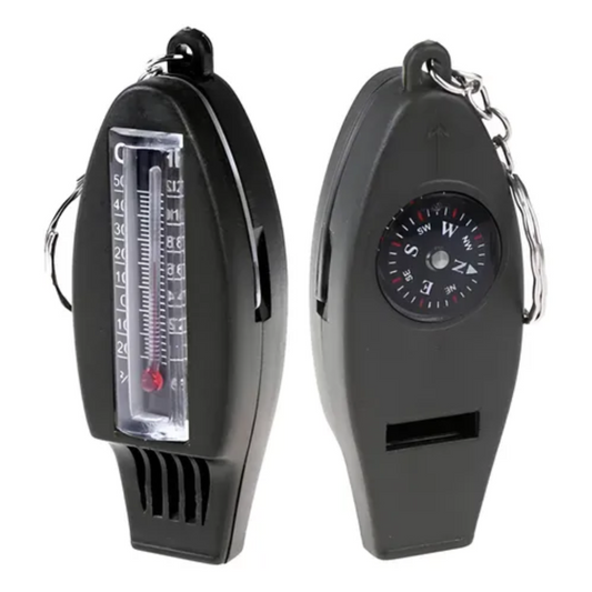 Silbato Emergencia 4 En 1 Lupa Temperatura Brujula Llavero