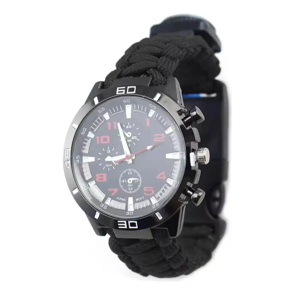 Reloj Tactico Supervivencia Paracord Brujula Pulsera 7 En 1