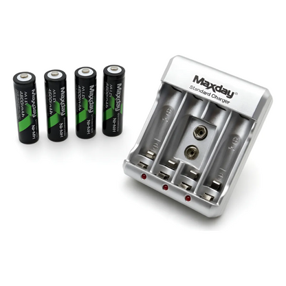 Cargador De Baterias Aa Aaa 9v + 4 Batera Recargable Aa Pila