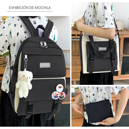 Mochila Escolar Bolso Set 5en1 Mochila Viaje Mochila Kawai