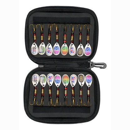 Pack 16 Señuelos Pesca Spinner Cucharilla Mar Rio +estuche