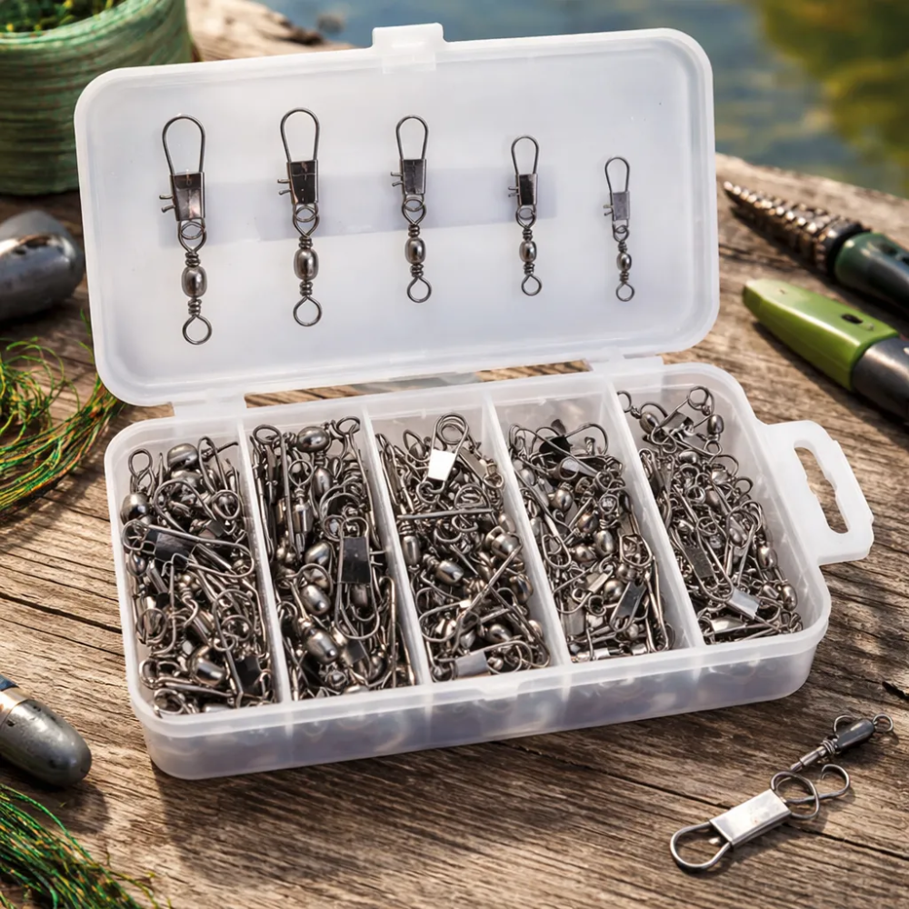 Caja Pesca 100 Snap Destorcedor Quitavueltas Accesorio Pesca Plateado