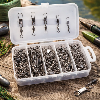 Caja Pesca 100 Snap Destorcedor Quitavueltas Accesorio Pesca Plateado