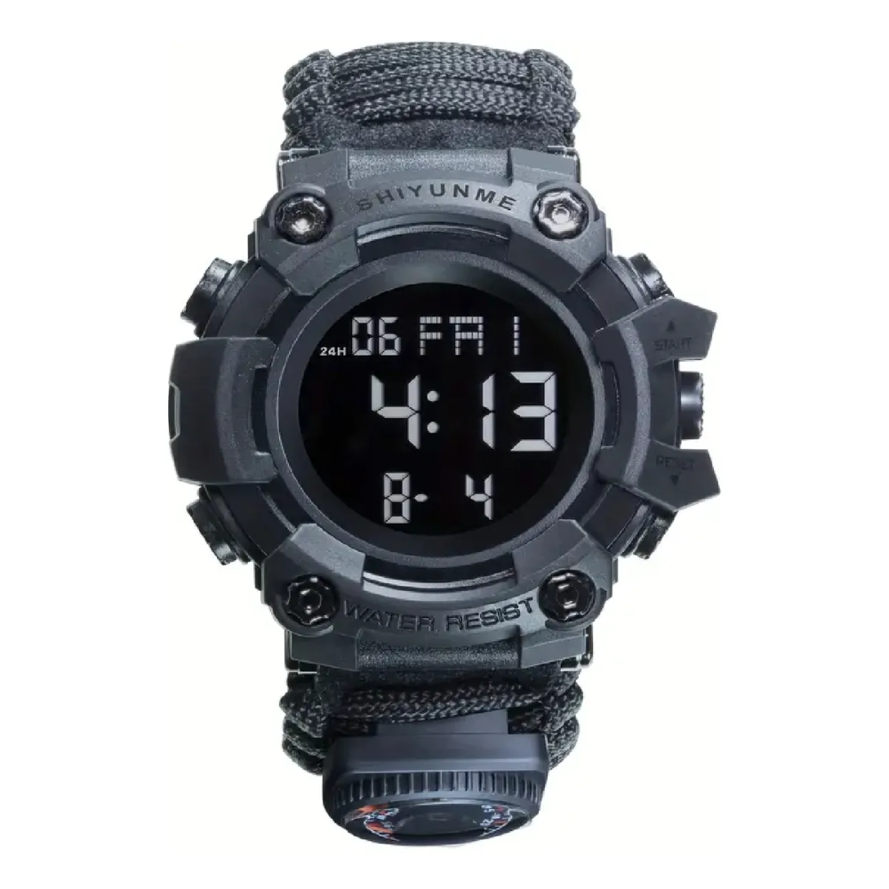 Reloj Digital Reloj Tactico Paracord Brujula Pulsera 7 En 1