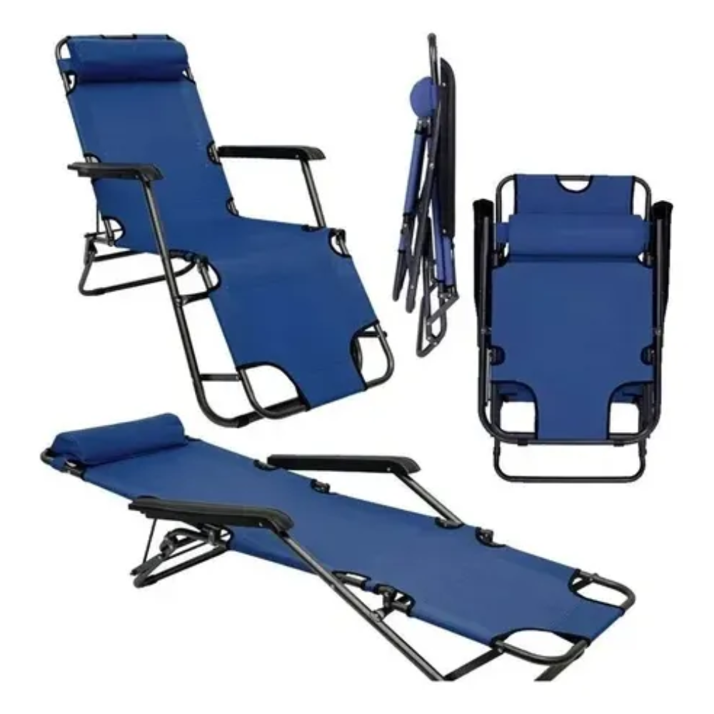 Silla Reposera Plegable Playa Silla Camping Terraza 152x47cm
