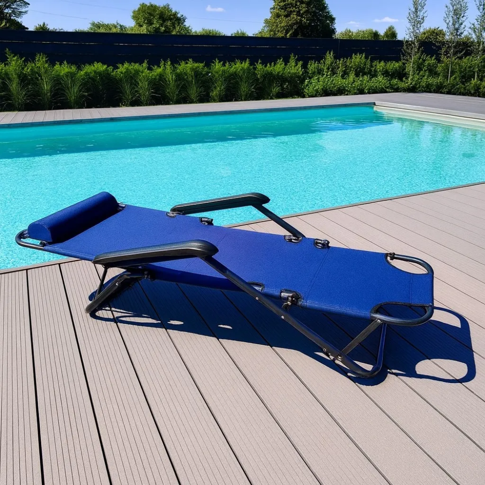 Silla Reposera Plegable Playa Silla Camping Terraza 152x47cm