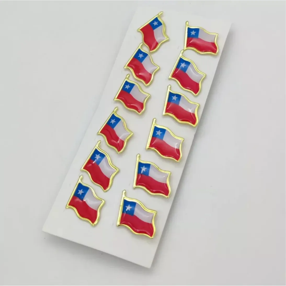 12 X Pin Piocha Bandera Chilena Metalica Boton De Chile