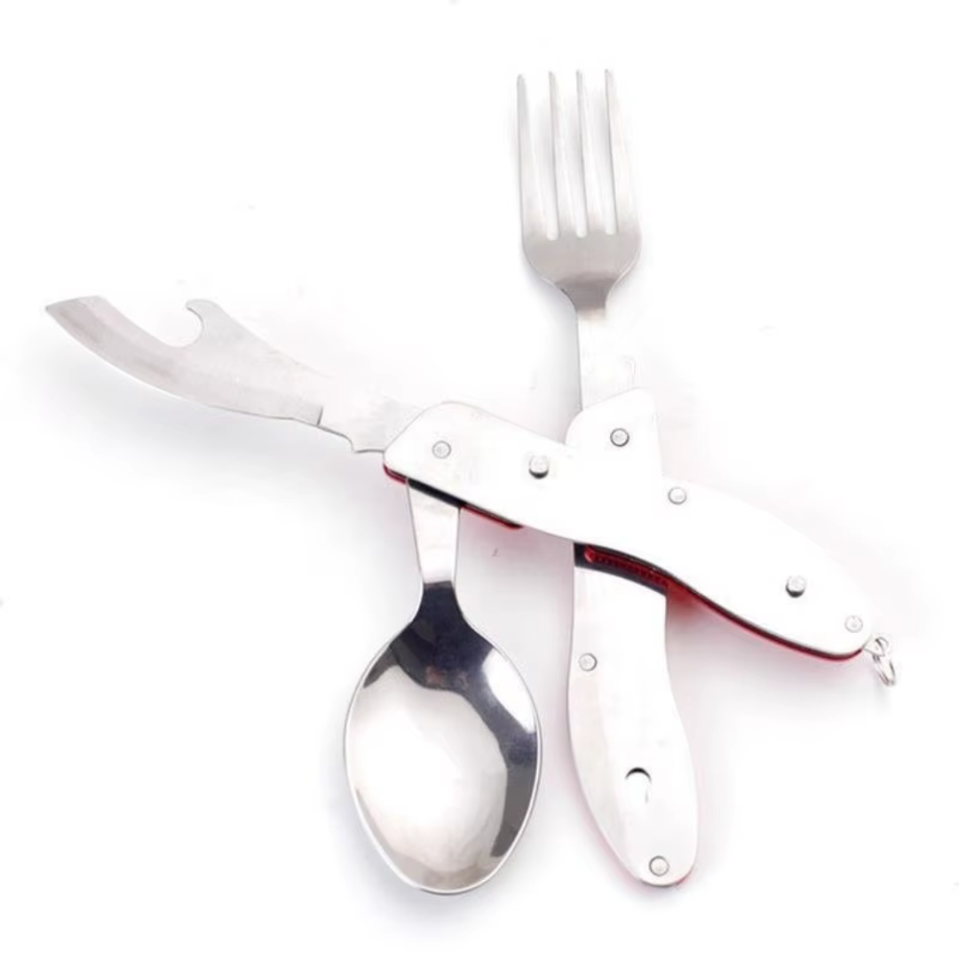 Set Cubiertos Servicios Camping Cuchara Tenedor Trekking 4-1