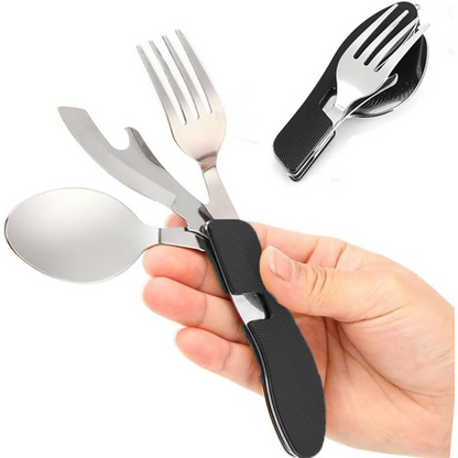 Set Cubiertos Servicios Camping Cuchara Tenedor Trekking 4-1