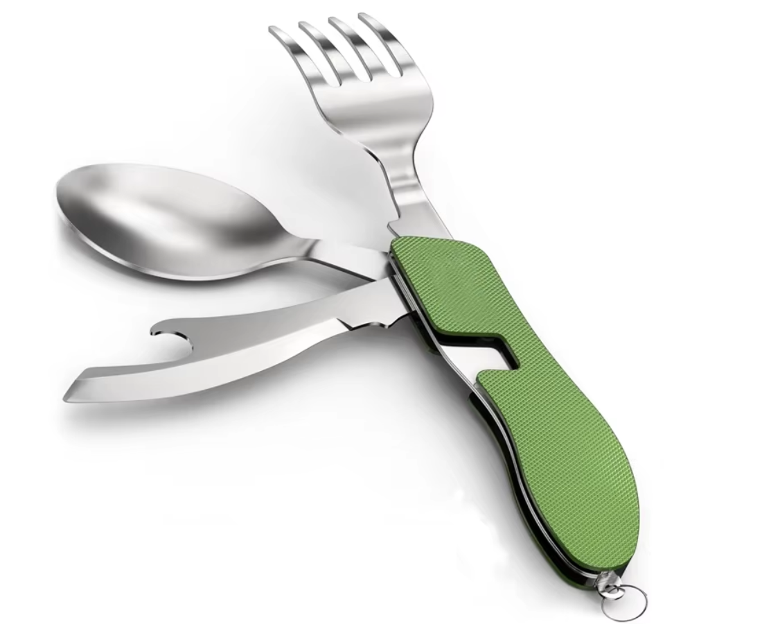 Set Cubiertos Servicios Camping Cuchara Tenedor Trekking 4-1