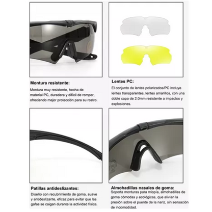 Lentes Tacticos 3 Micas Lentes Uv Airsoft Lentes Militares.