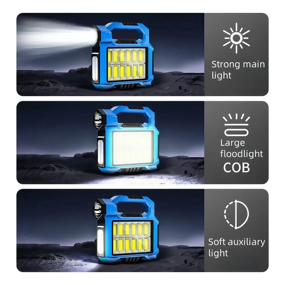 Linterna Led Lampara Camping Recargable Usb Solar Lampara