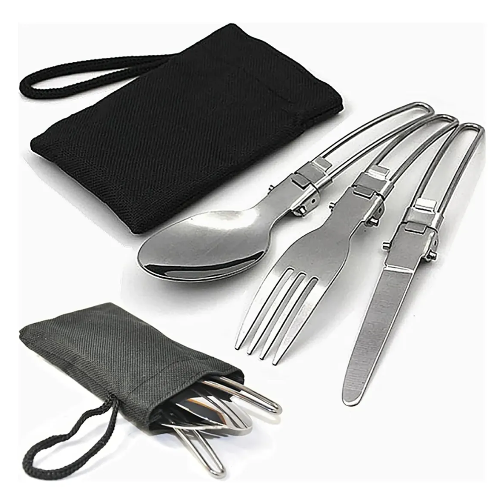 Set Cubiertos Servicio Camping Cuchara Tenedor Trekking 3en1