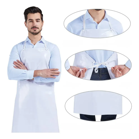 Delantal Trabajo Coleto Pechera Protector Delantal Pvc Blanco Unica