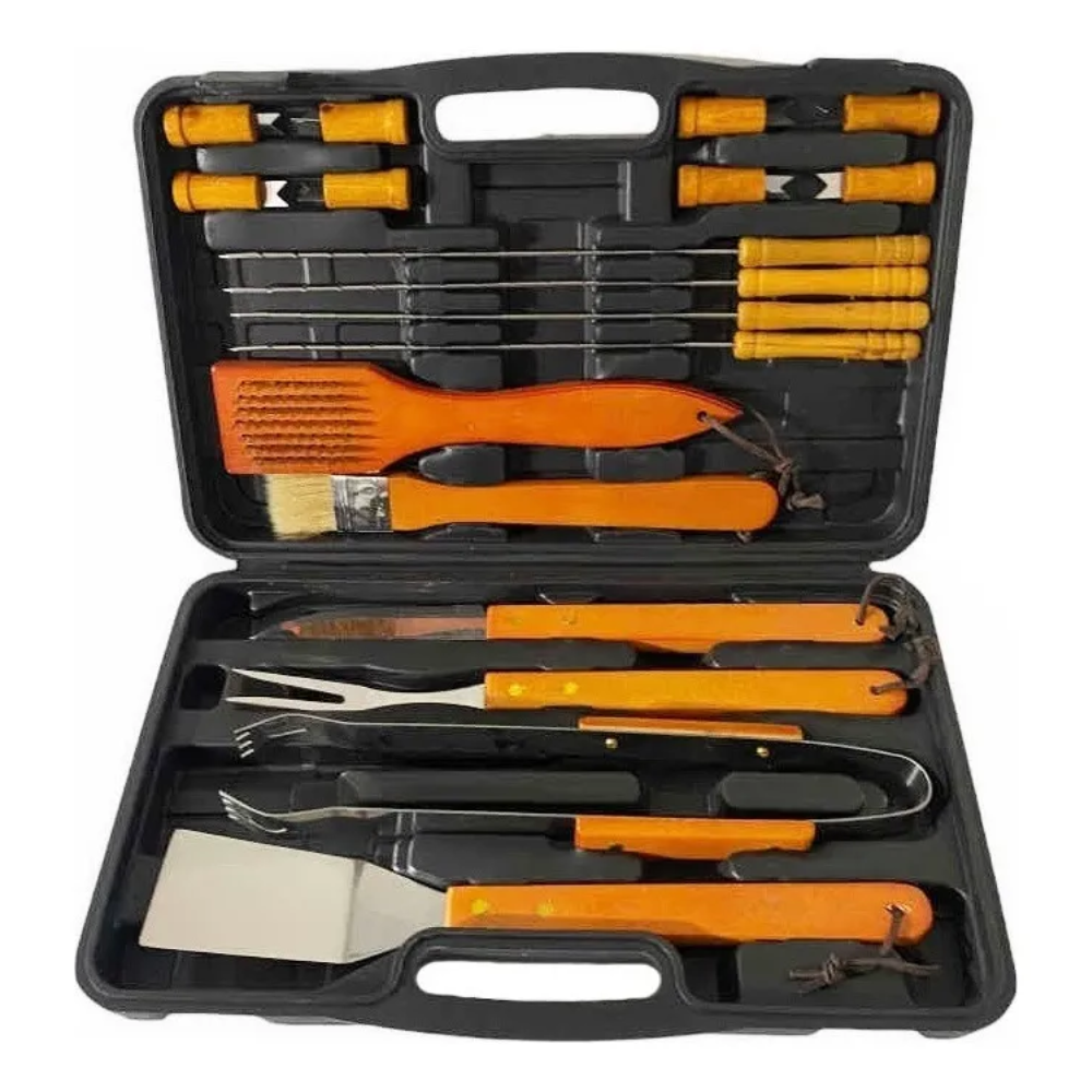 Set Parrilleros Asado Kit Parrillero Maleta 18 Piezas