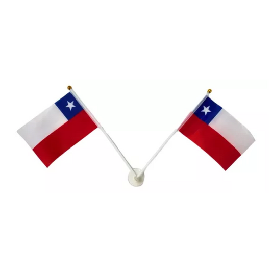 2 Bandera De Chile Auto Fiestas Patrias Banderin Con Chupon