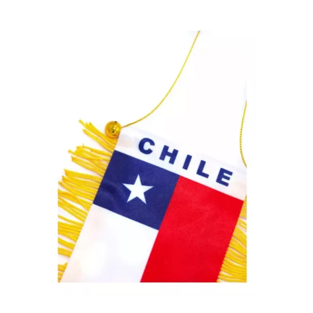 Mini Bandera Colgante Chile Flecos Chupon Para Auto 13x10