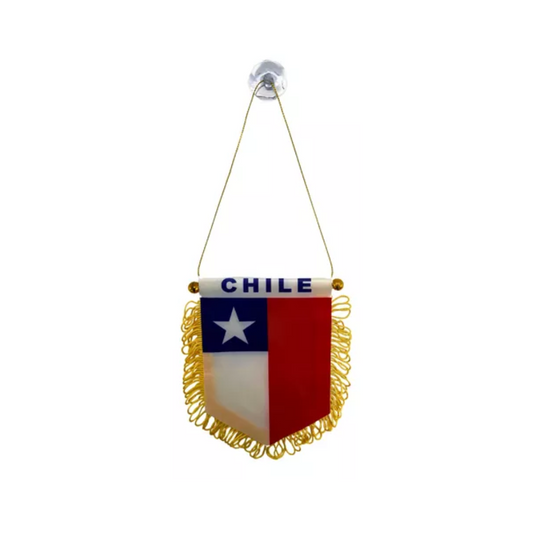 Mini Bandera Colgante Chile Flecos Chupon Para Auto 13x15