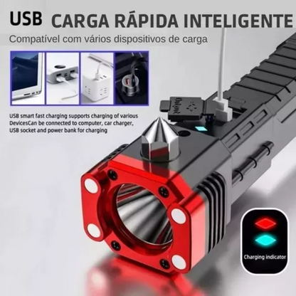 Linterna Tactica Multiuso Rompecristales Linterna Recargable
