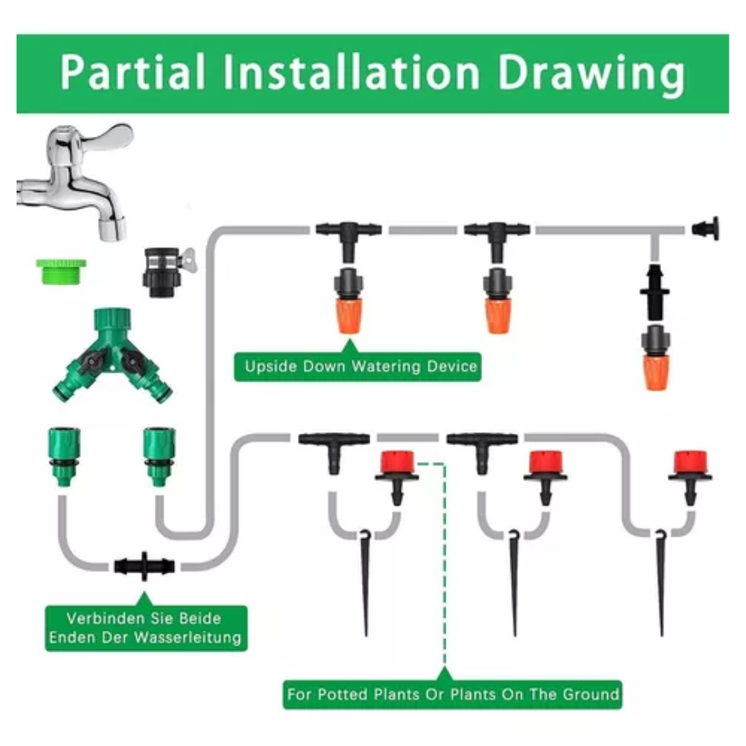 Kit De Riego Sistema Automático Por Goteo 40m 158 Piezas Variación Multicolor
