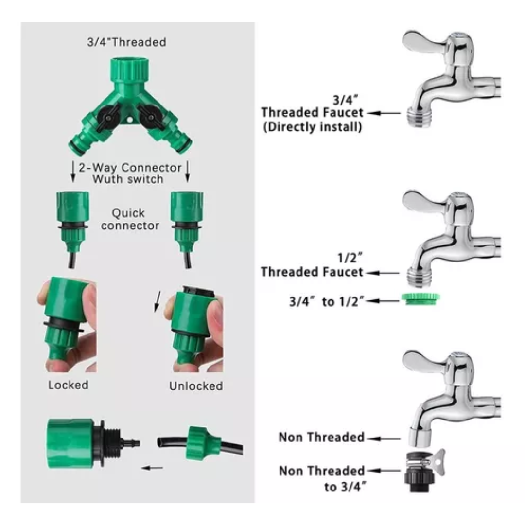 Kit De Riego Sistema Automático Por Goteo 40m 158 Piezas Variación Multicolor