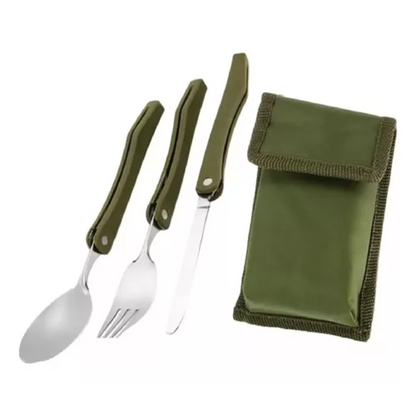Set Cubiertos Camping Set Servicio Camping 3piezas+estuche