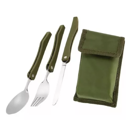 Set Cubiertos Camping Set Servicio Camping 3piezas+estuche
