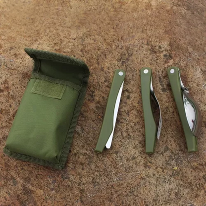 Set Cubiertos Camping Set Servicio Camping 3piezas+estuche