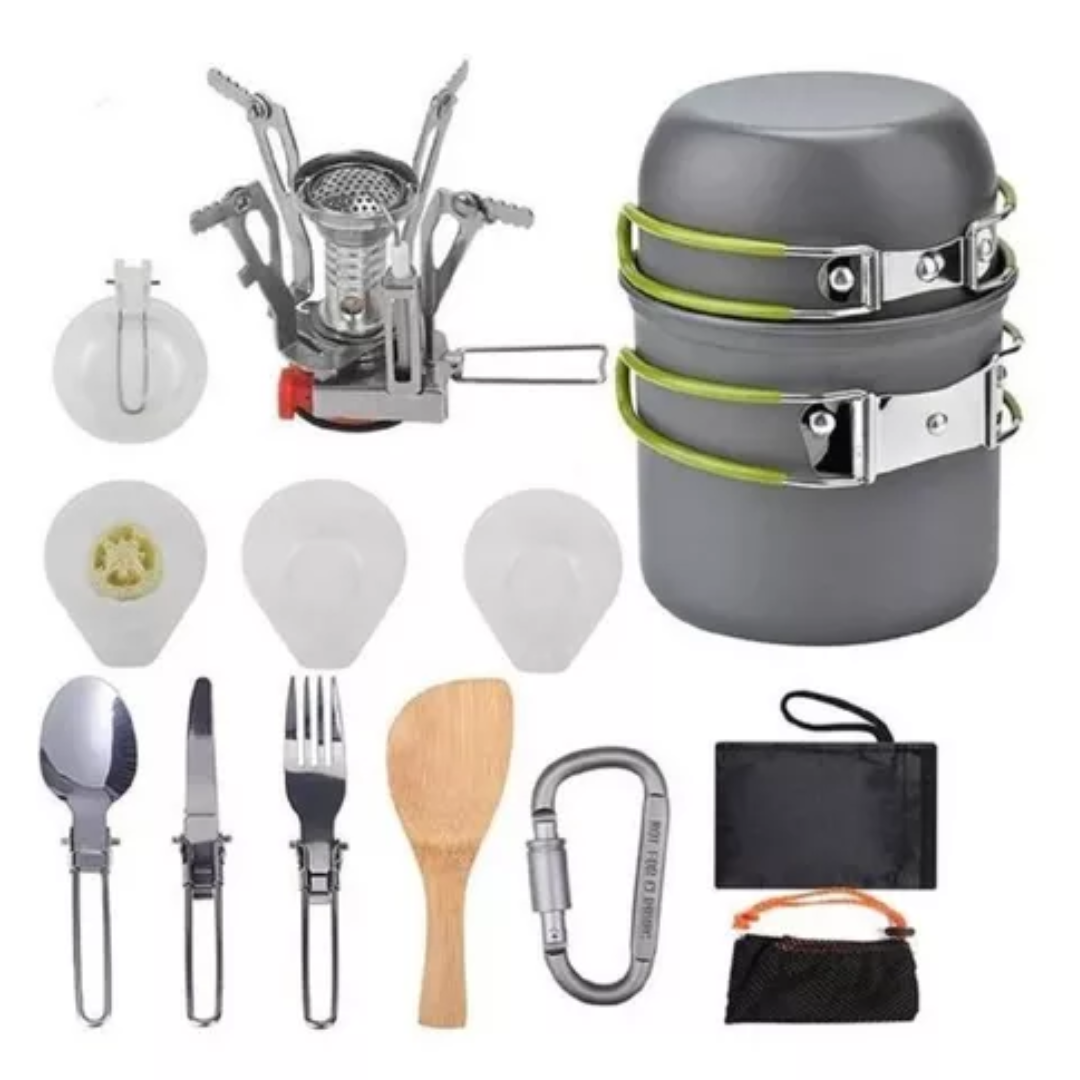 Set Ollas Camping Set Cocinilla Cubiertos Marca Campsor